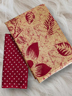 AKRUTI PURE MULMUL COTTON FLORAL STYLE HAND BLOCK PRINTD BEIGE WITH MAROON SAREE