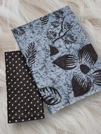 AKRUTI PURE MULMUL COTTON FLORAL STYLE HAND BLOCK PRINTD GREY AND BLACK SAREE