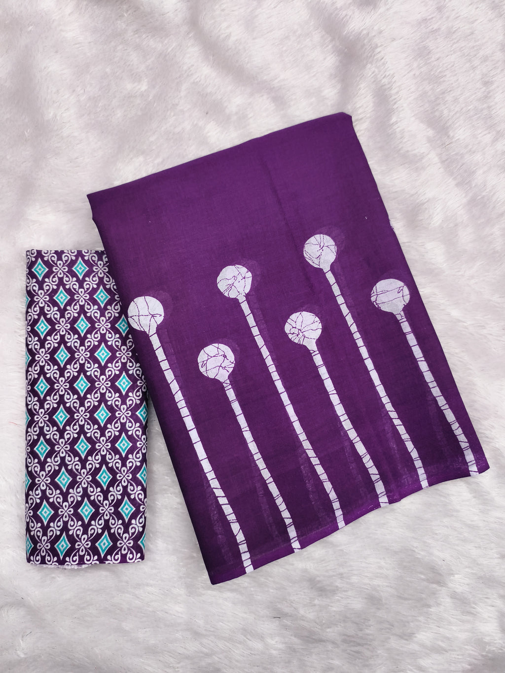 ANAYA PURE COTTON FANCY HAND BLOCK PRINT PURPLE SAREE