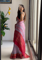 ASSAM SILK NATURAL CELLULOSE NYLON AND VISCOSE ZARI WEAVING GREY SAREE