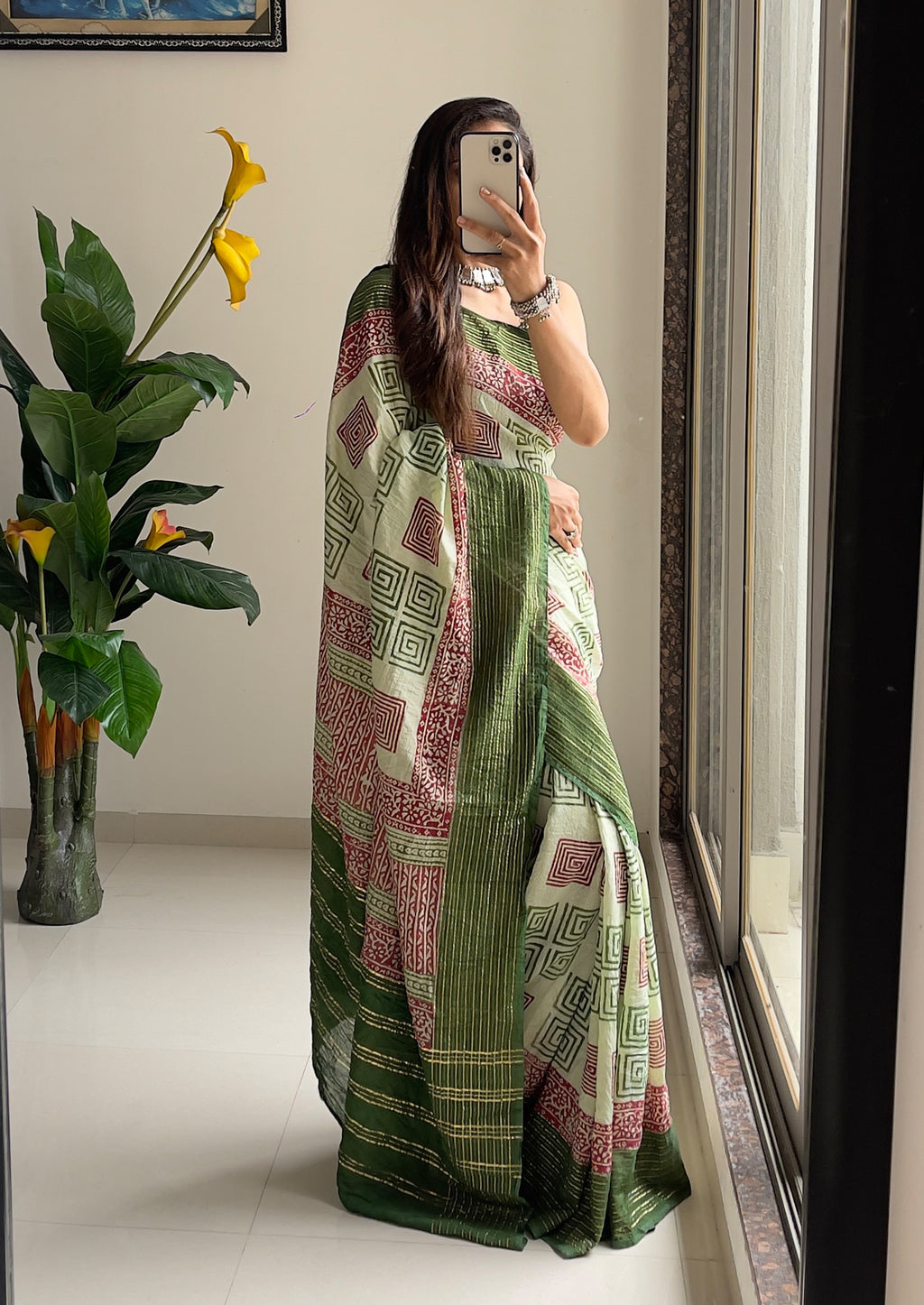 ASSAM SILK NATURAL CELLULOSE NYLON AND VISCOSE ZARI WEAVING OLIVE GREEN SAREE