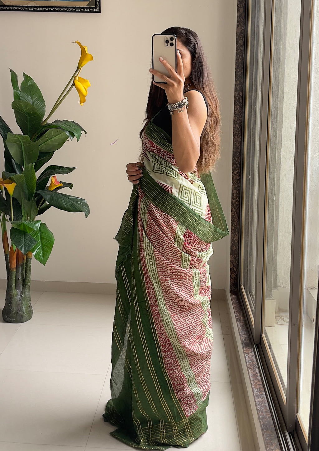 ASSAM SILK NATURAL CELLULOSE NYLON AND VISCOSE ZARI WEAVING OLIVE GREEN SAREE
