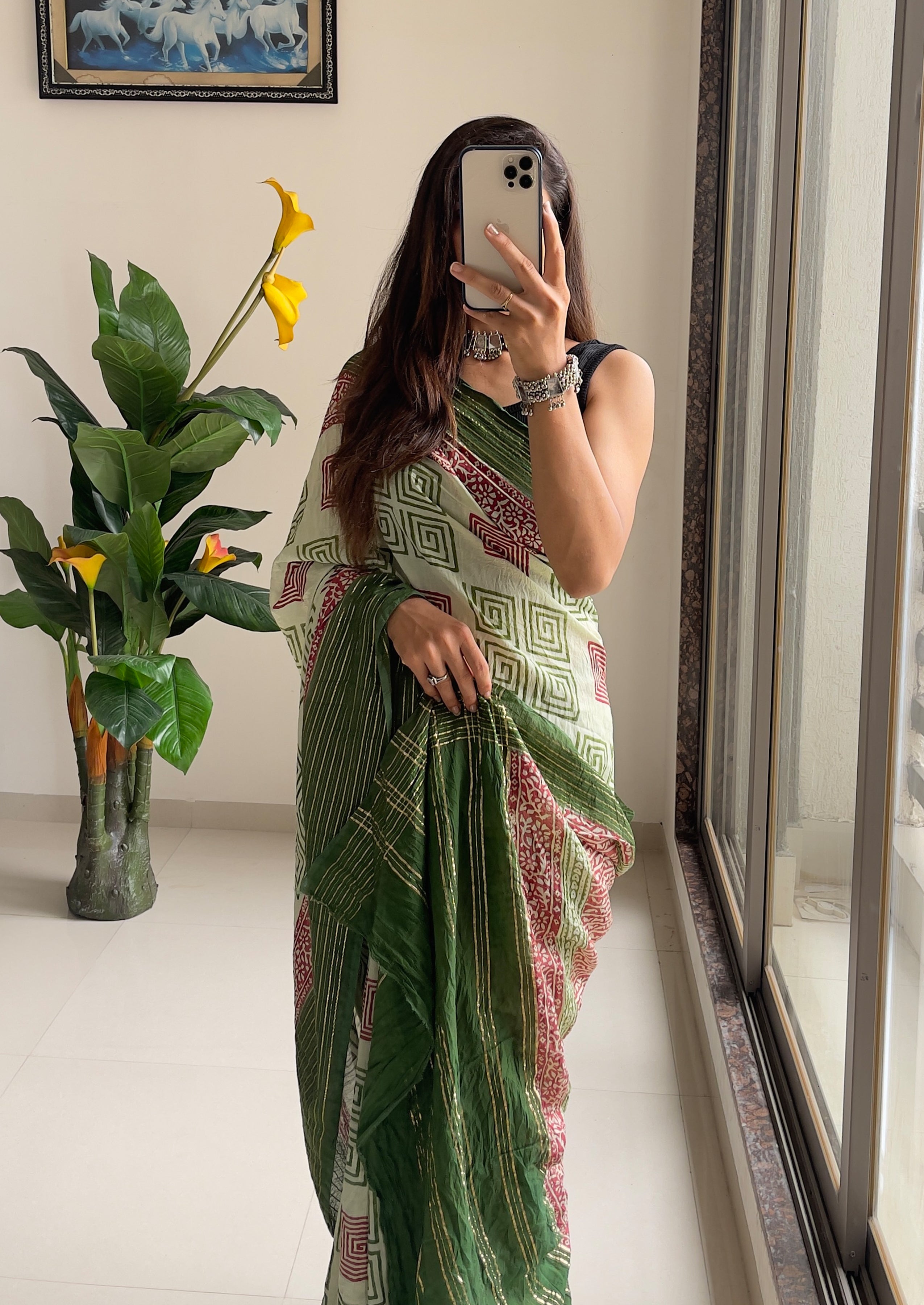 ASSAM SILK NATURAL CELLULOSE NYLON AND VISCOSE ZARI WEAVING OLIVE GREEN SAREE
