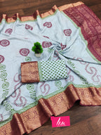 ASSAM SILK NATURAL CELLULOSE NYLON AND VISCOSE ZARI WEAVING SKY BLUE SAREE