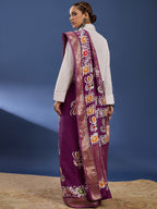 BATIK3 MODAL VISCOSE BLAND WITH MUSTRISE COTTON SOFT SILK PURPLE SAREE