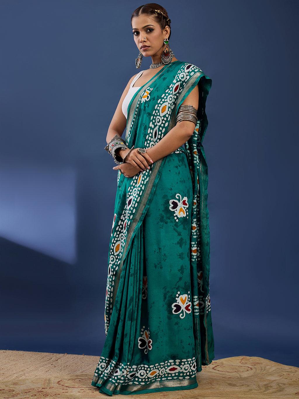 BATIK4 MODAL VISCOSE BLAND WITH MUSTRISE COTTON SOFT SILK SAREE