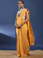 BATIK7 TRADITIONAL ORIGINAL WEX BATIK CHANDERI COTTON SILK YELLOW SAREE