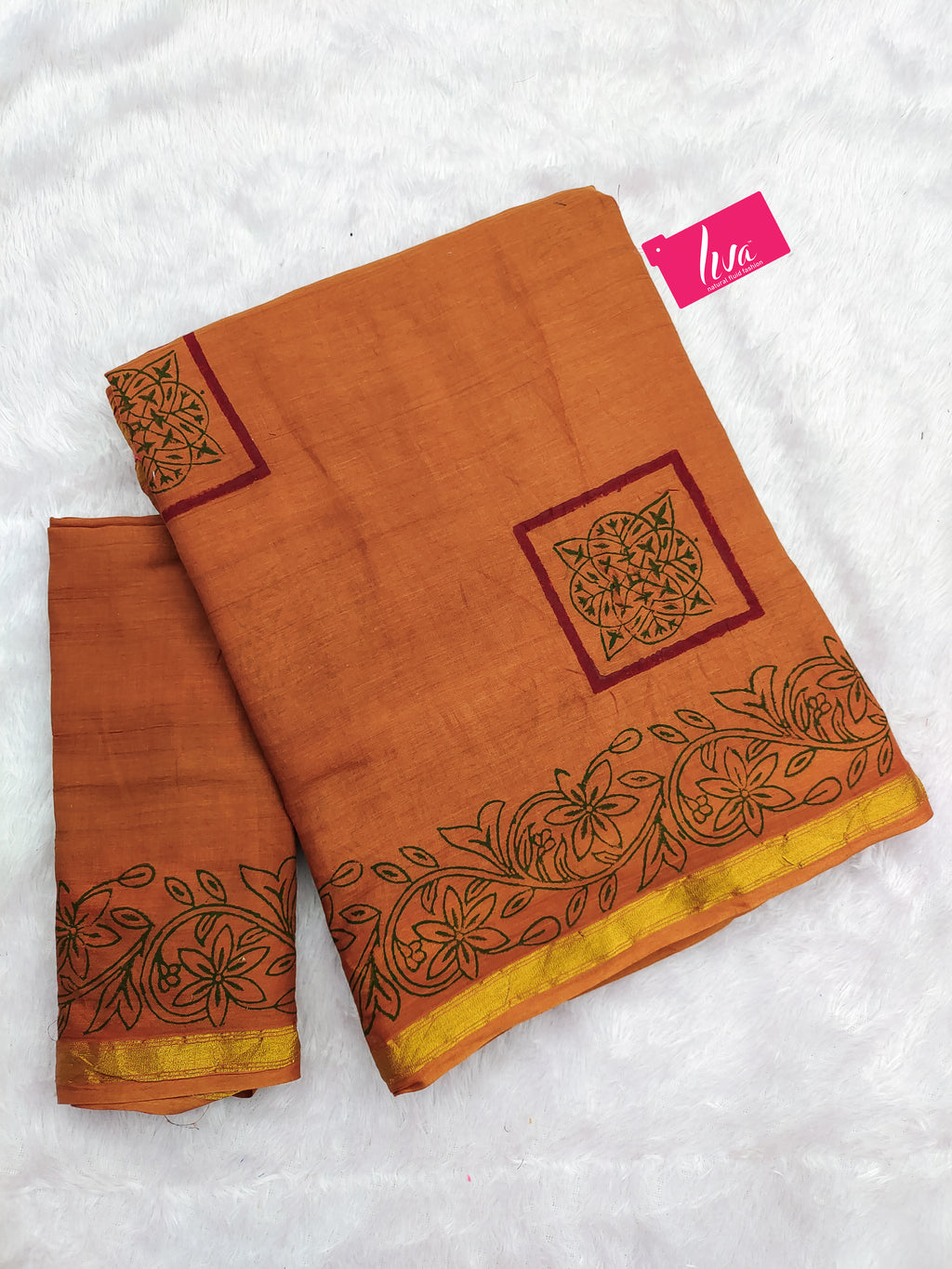 HAND BLOCK3 SOFT MASLIN COTTON WITH HEVY ZARI BODAR YELLOW SAREE