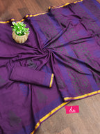 HAND BLOCK8 SOFT MASLIN COTTON WITH HEVY ZARI BODAR PURPLE SAREE
