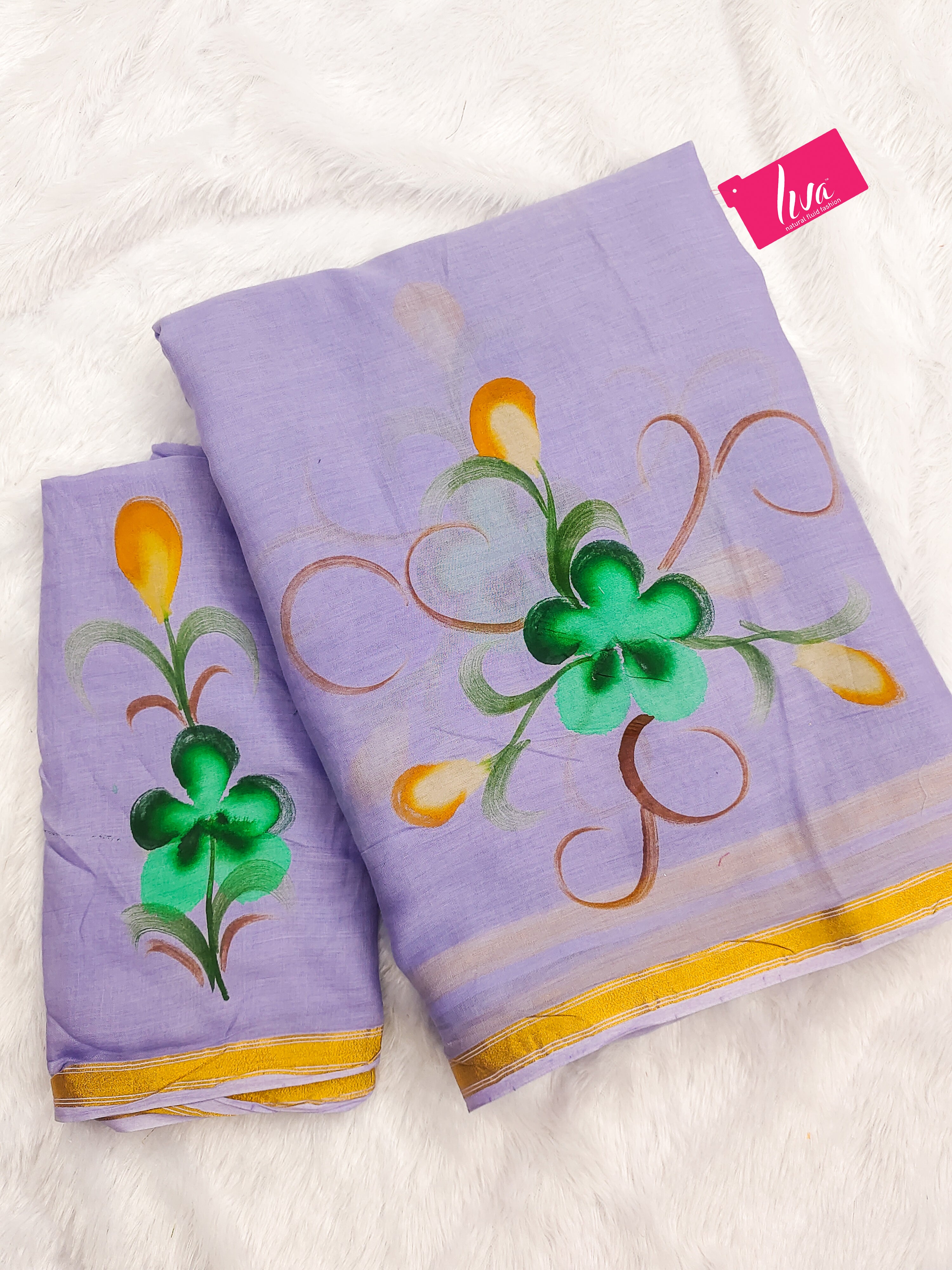 PANIHARI HAND PAINT10 SOFT MASLIN COTTON WITH HEVY ZARI BODAR PURPLE SAREE