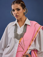 PANIHARI HAND PAINT2 SOFT MASLIN COTTON WITH HEVY ZARI BODAR PINK SAREE