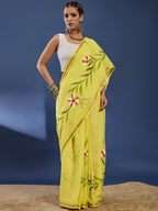 PANIHARI HAND PAINT3 SOFT MASLIN COTTON WITH HEVY ZARI BODAR YELLOW SAREE