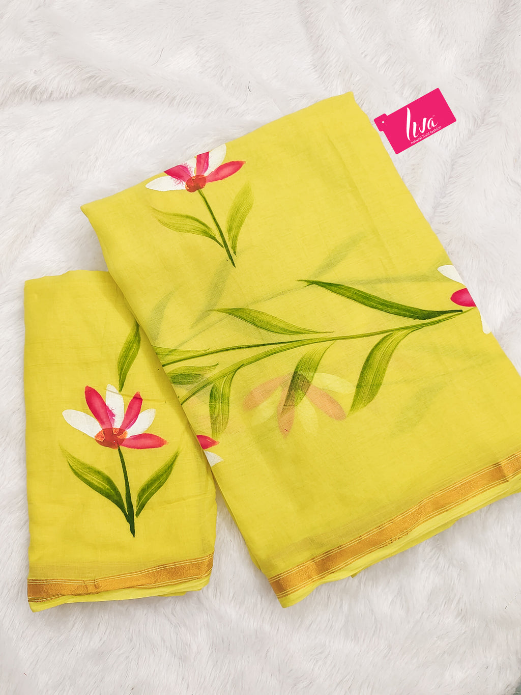 PANIHARI HAND PAINT3 SOFT MASLIN COTTON WITH HEVY ZARI BODAR YELLOW SAREE