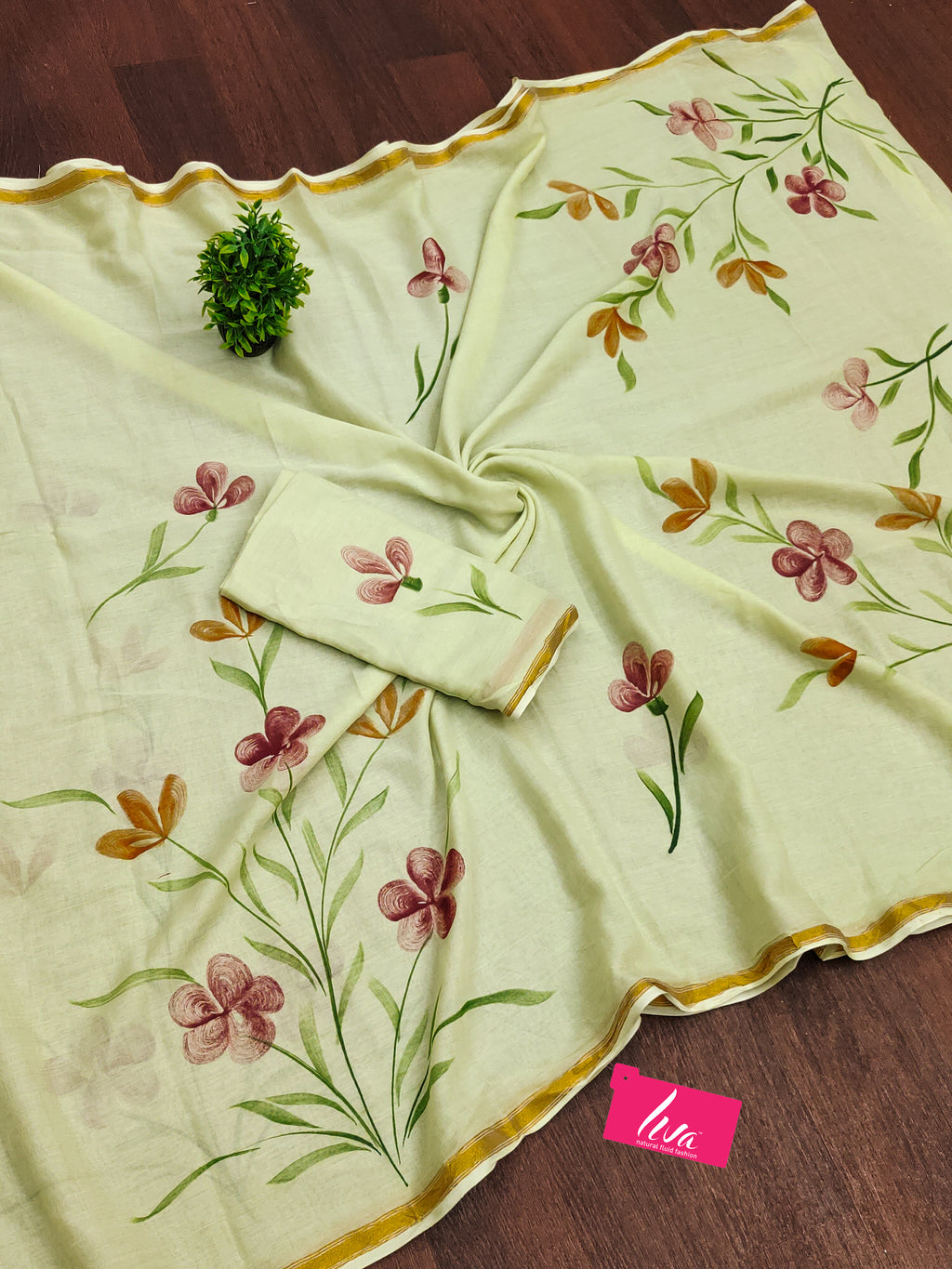 PANIHARI HAND PAINT4 SOFT MASLIN COTTON WITH HEVY ZARI BODAR MULTICOLOR SAREE