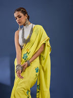 PANIHARI HAND PAINT6 SOFT MASLIN COTTON WITH HEVY ZARI BODAR YELLOW SAREE