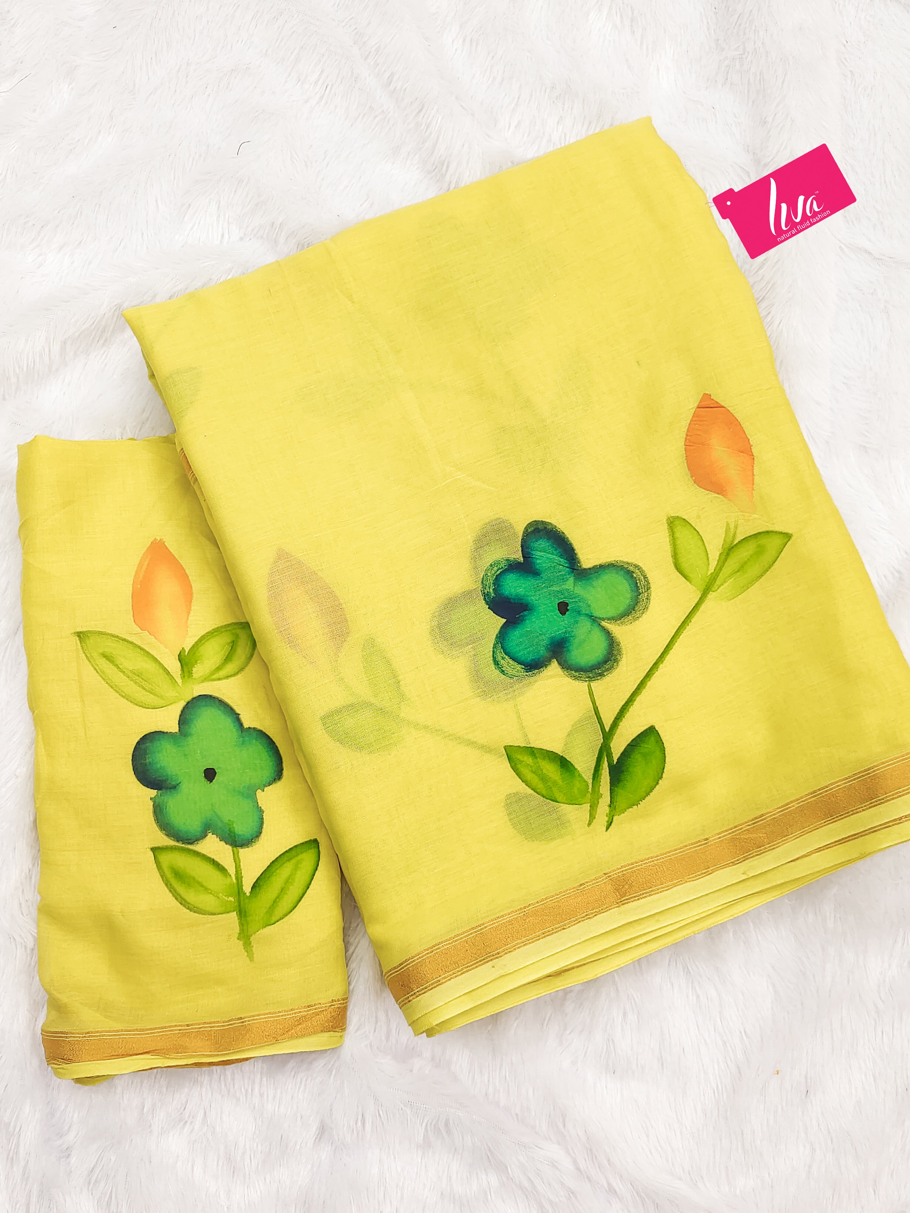 PANIHARI HAND PAINT6 SOFT MASLIN COTTON WITH HEVY ZARI BODAR YELLOW SAREE