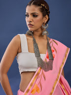 PANIHARI HAND PAINT8 SOFT MASLIN COTTON WITH HEVY ZARI BODAR PINK SAREE