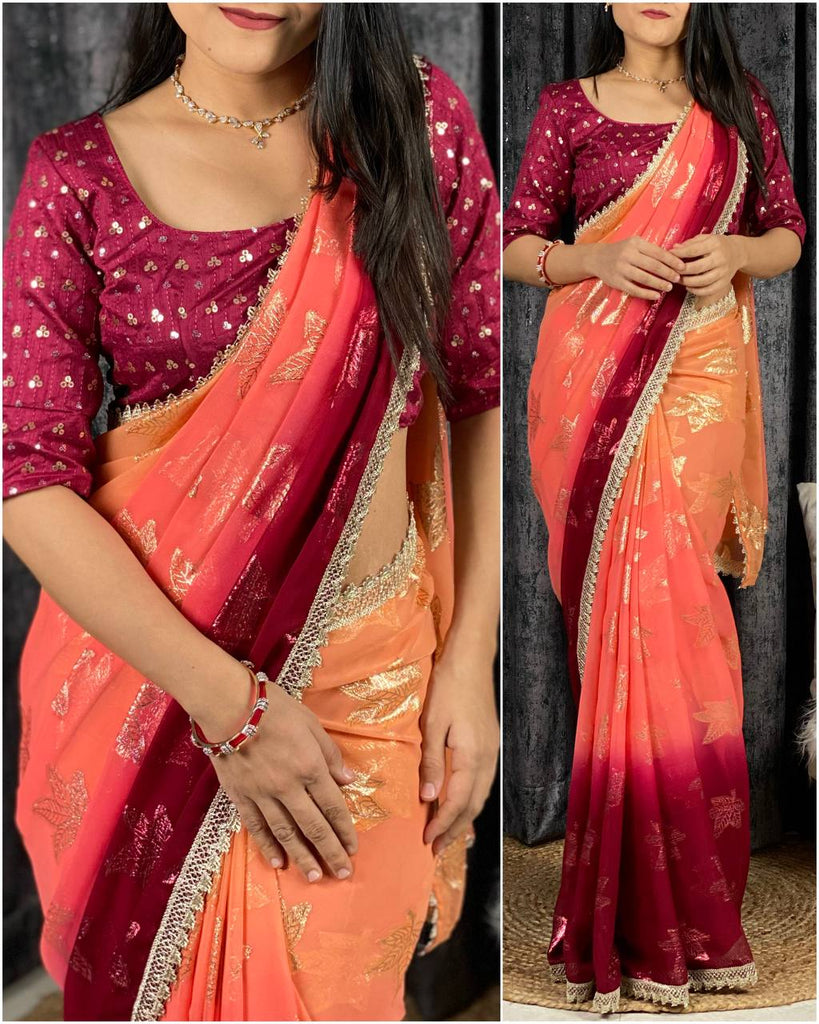 Georgette Jacquard Saree