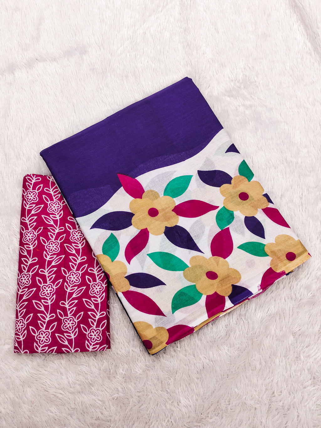 NIRUPA PURE MULMUL COTTON FLORAL PRINTED BLOCK PRINTD BLUE SAREE