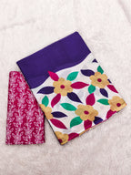 NIRUPA PURE MULMUL COTTON FLORAL PRINTED BLOCK PRINTD BLUE SAREE