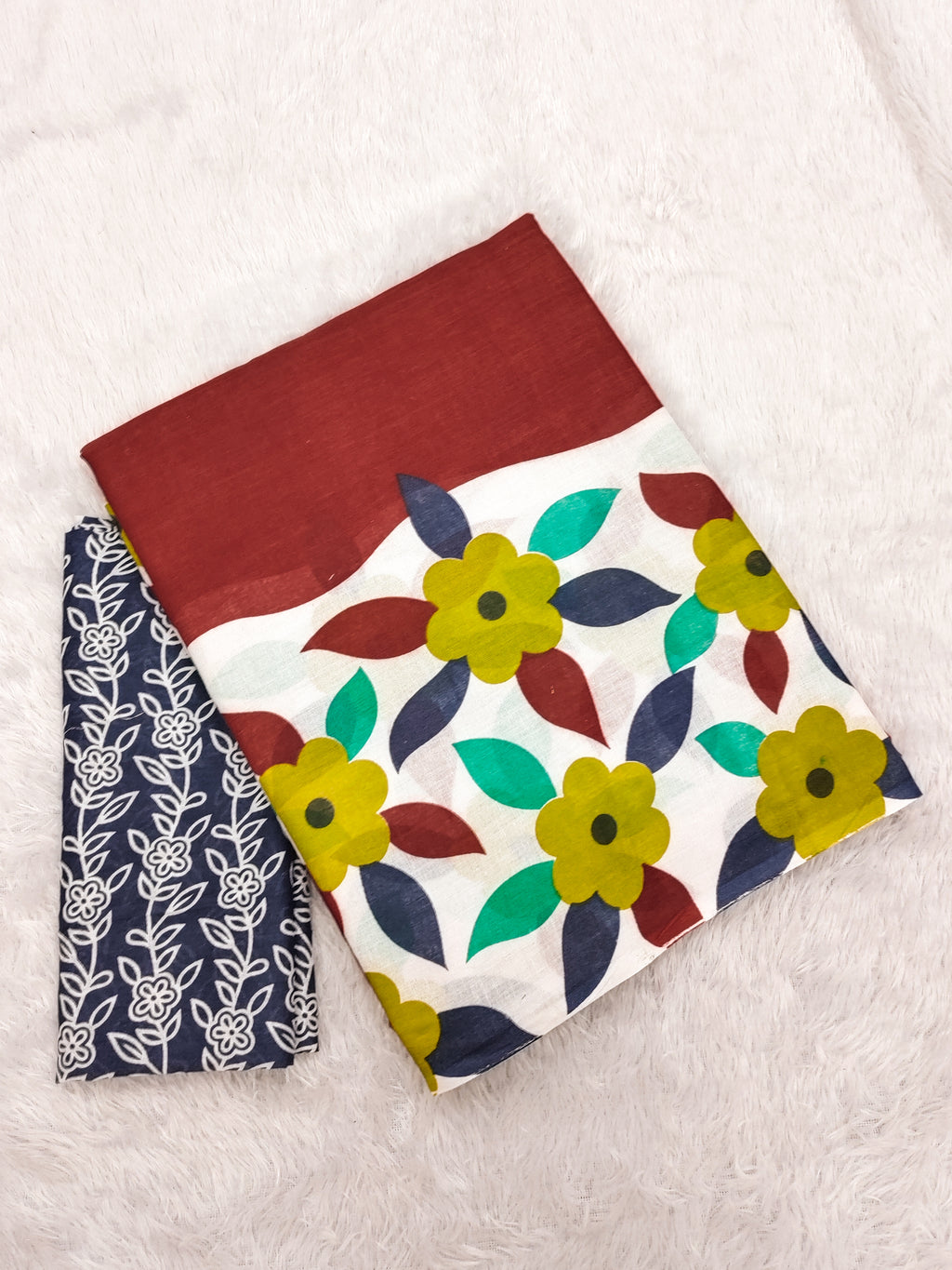 NIRUPA PURE MULMUL COTTON FLORAL PRINTED BLOCK PRINTD MAROON SAREE