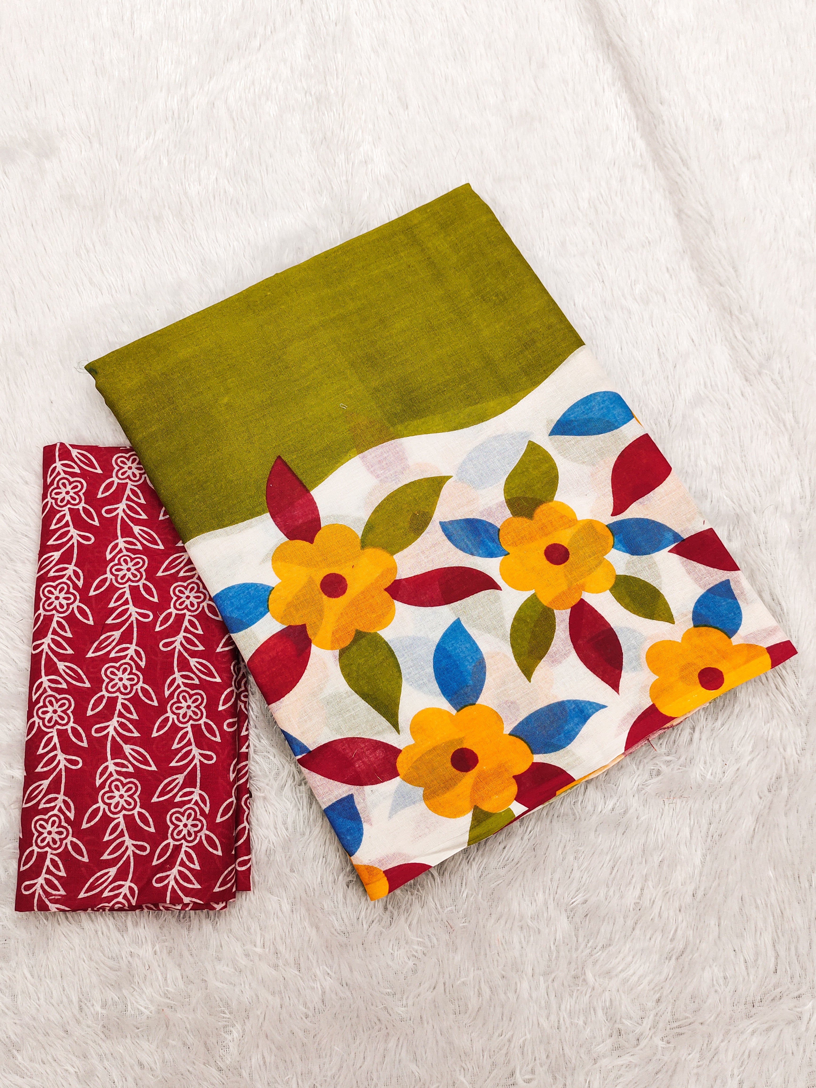 NIRUPA PURE MULMUL COTTON FLORAL PRINTED BLOCK PRINTD GREEN SAREE