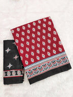 RACHITA PURE MULMUL COTTON BAGRU PRINTD MAROON SAREE