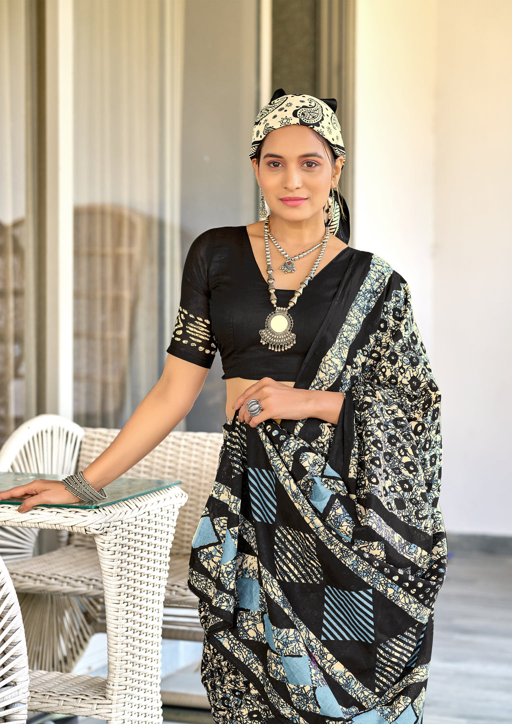 RASMALI BATIK PURE MULMUL COTTON BATIK PRINTD BLACK SAREE