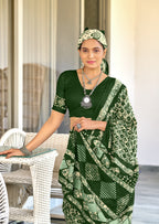 RASMALI BATIK PURE MULMUL COTTON BATIK PRINTD GREEN SAREE