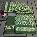 RASMALI BATIK PURE MULMUL COTTON BATIK PRINTD GREEN SAREE