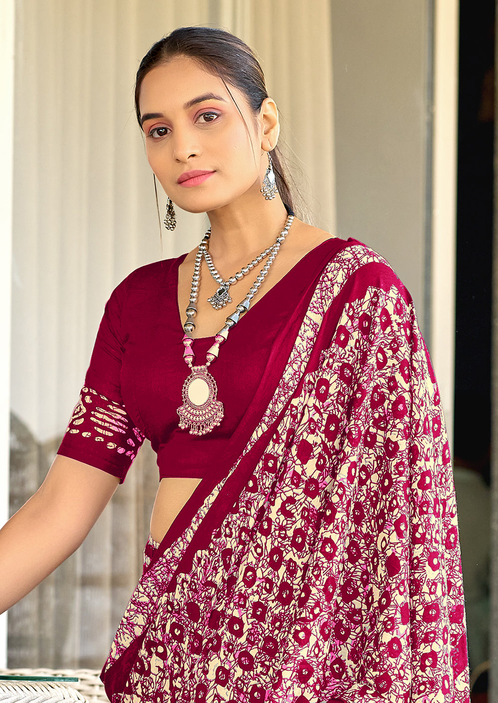 RASMALI BATIK PURE MULMUL COTTON BATIK PRINTD PINK SAREE