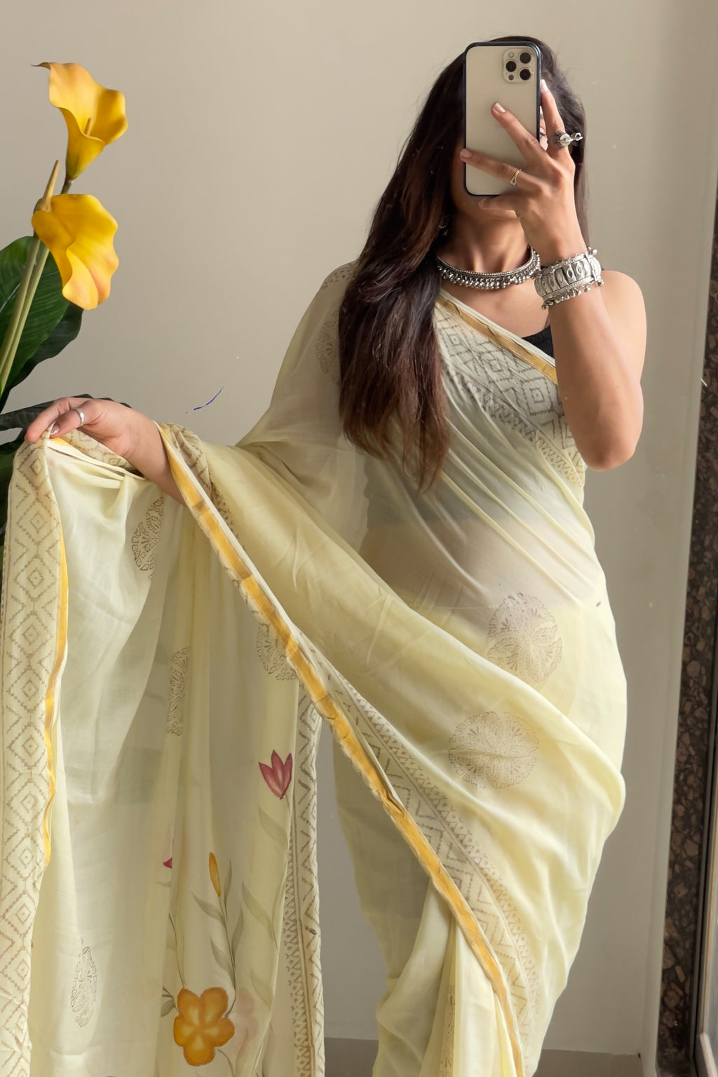 SELFI12 SOFT MASLIN COTTON WITH HEVY ZARI BODAR LIGHT YELLOW SAREE