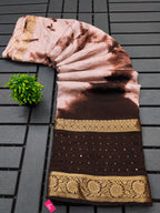 SELFI13 PRIMUM ASSAM SILK NECHRAL SOFT FANCY JACQUARD WITH SIKVANS BORDER DIMANDING WORK BEIGE SAREE