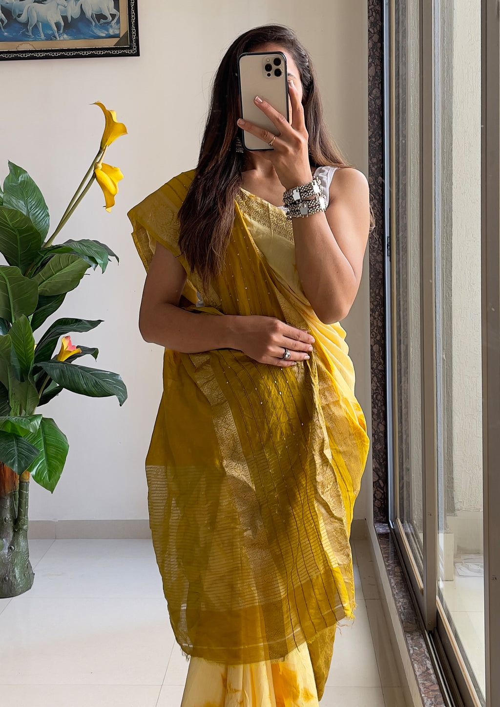 SELFI13 PRIMUM ASSAM SILK NECHRAL SOFT FANCY JACQUARD WITH SIKVANS BORDER DIMANDING WORK MUSTARD SAREE