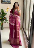 SELFI15 PRIMUM ASSAM SILK NECHRAL SOFT MATIRYAL PURPLE SAREE