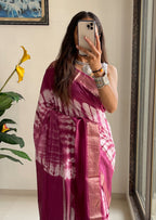 SELFI15 PRIMUM ASSAM SILK NECHRAL SOFT MATIRYAL PURPLE SAREE