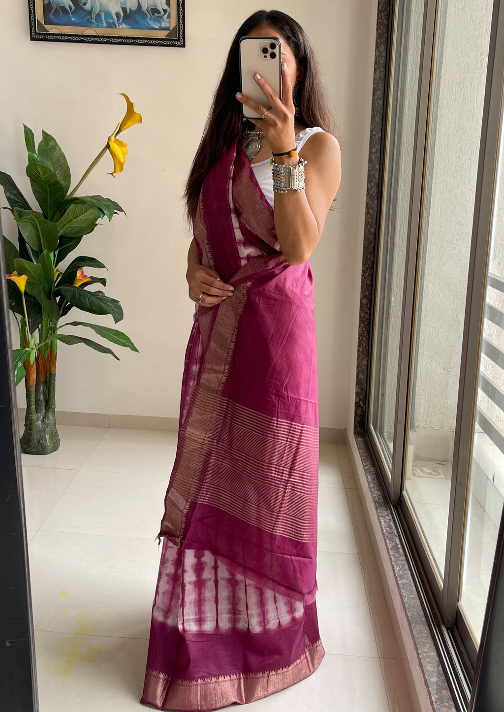 SELFI15 PRIMUM ASSAM SILK NECHRAL SOFT MATIRYAL PURPLE SAREE