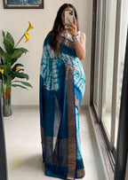 SELFI15 PRIMUM ASSAM SILK NECHRAL SOFT MATIRYAL TEAL SAREE