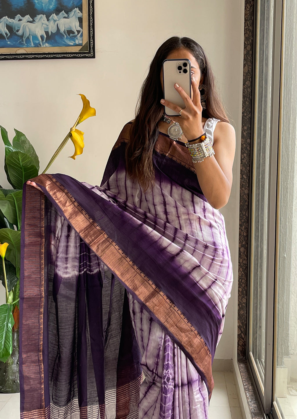 SELFI15 PRIMUM ASSAM SILK NECHRAL SOFT MATIRYAL VIOLET SAREE