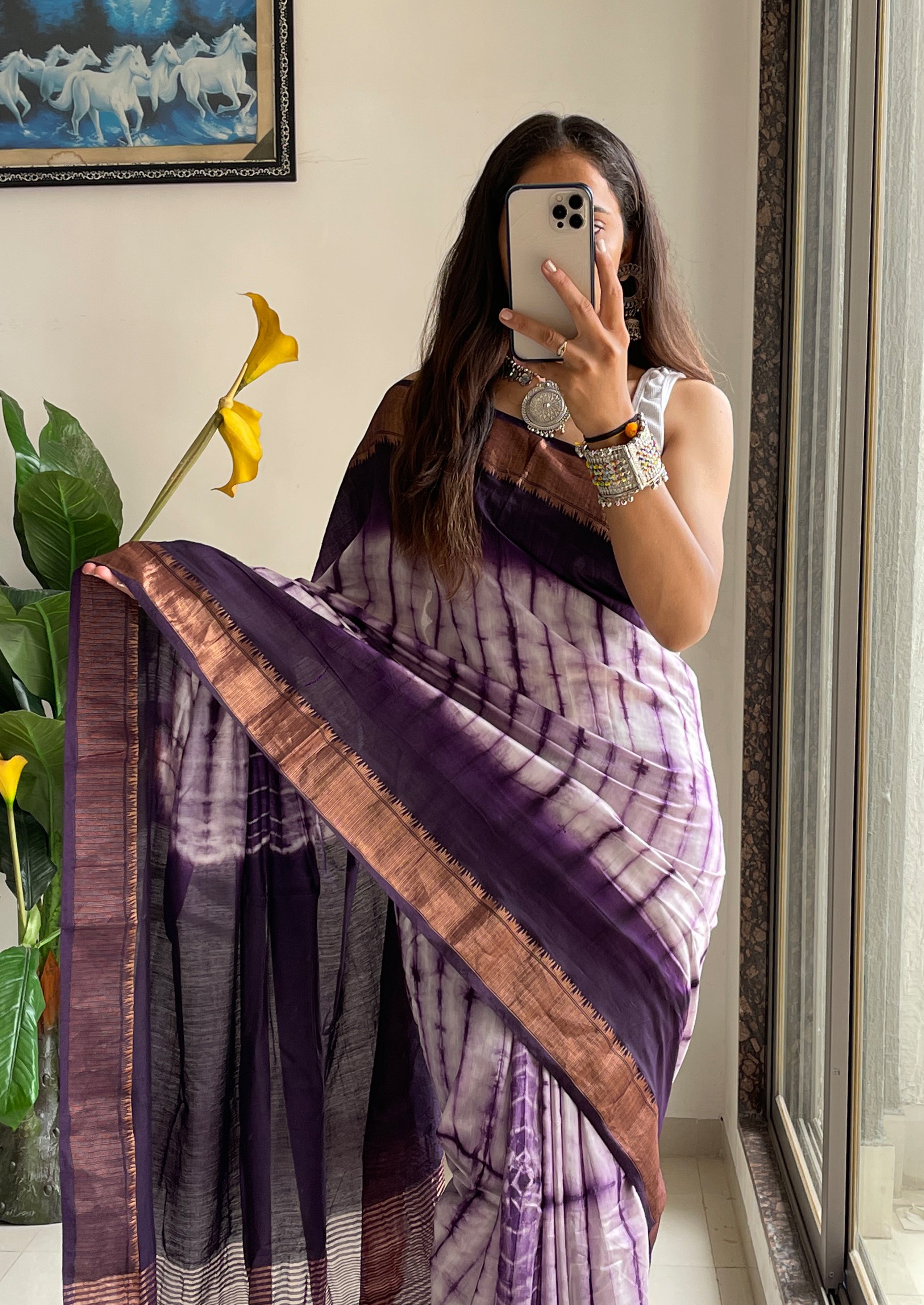 SELFI15 PRIMUM ASSAM SILK NECHRAL SOFT MATIRYAL VIOLET SAREE