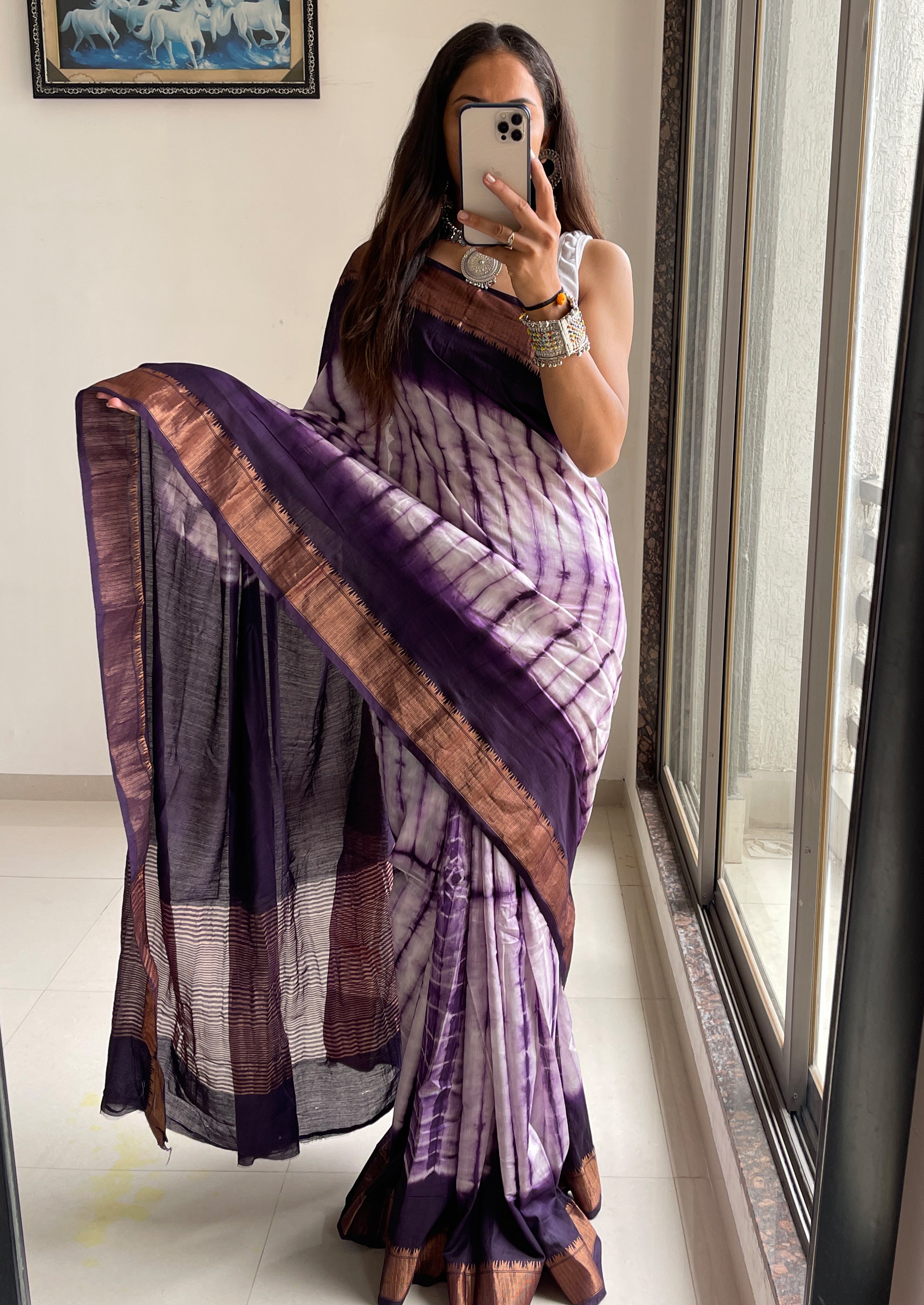 SELFI15 PRIMUM ASSAM SILK NECHRAL SOFT MATIRYAL VIOLET SAREE
