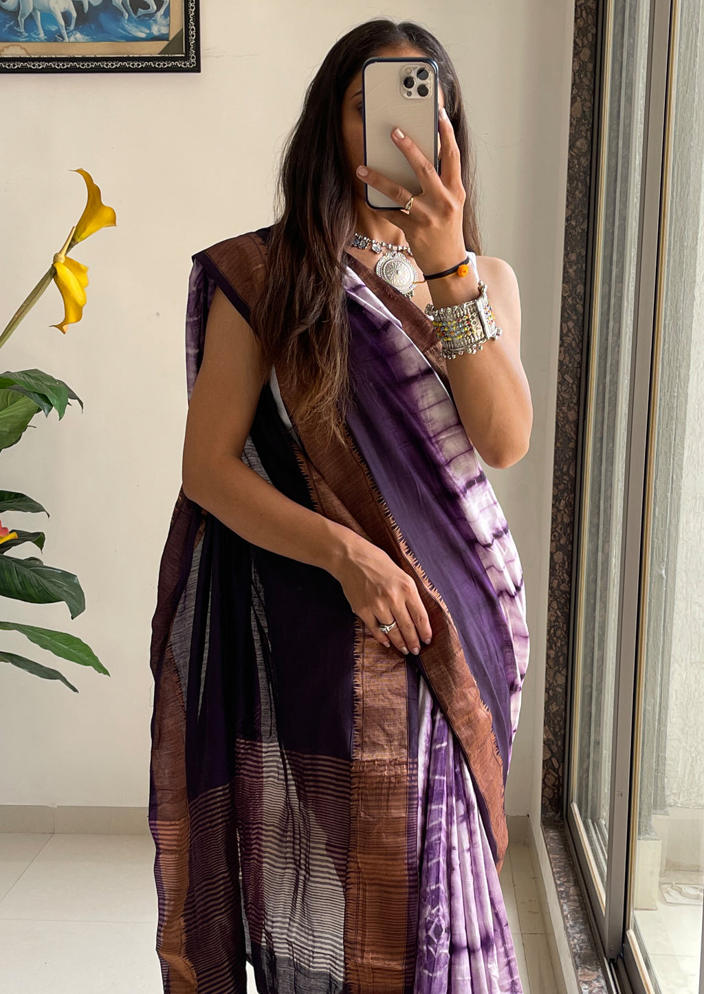 SELFI15 PRIMUM ASSAM SILK NECHRAL SOFT MATIRYAL VIOLET SAREE