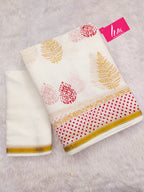 SELFI27 SOFT MASLIN COTTON WITH HEVY ZARI BODAR WHITE SAREE