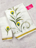 SELFI28 SOFT MASLIN COTTON WITH HEVY ZARI BODAR WHITE SAREE