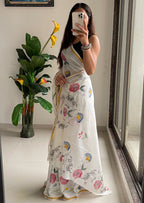 SELFI30 SOFT MASLIN COTTON WITH HEVY ZARI BODAR WHITE SAREE