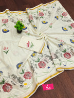 SELFI30 SOFT MASLIN COTTON WITH HEVY ZARI BODAR WHITE SAREE