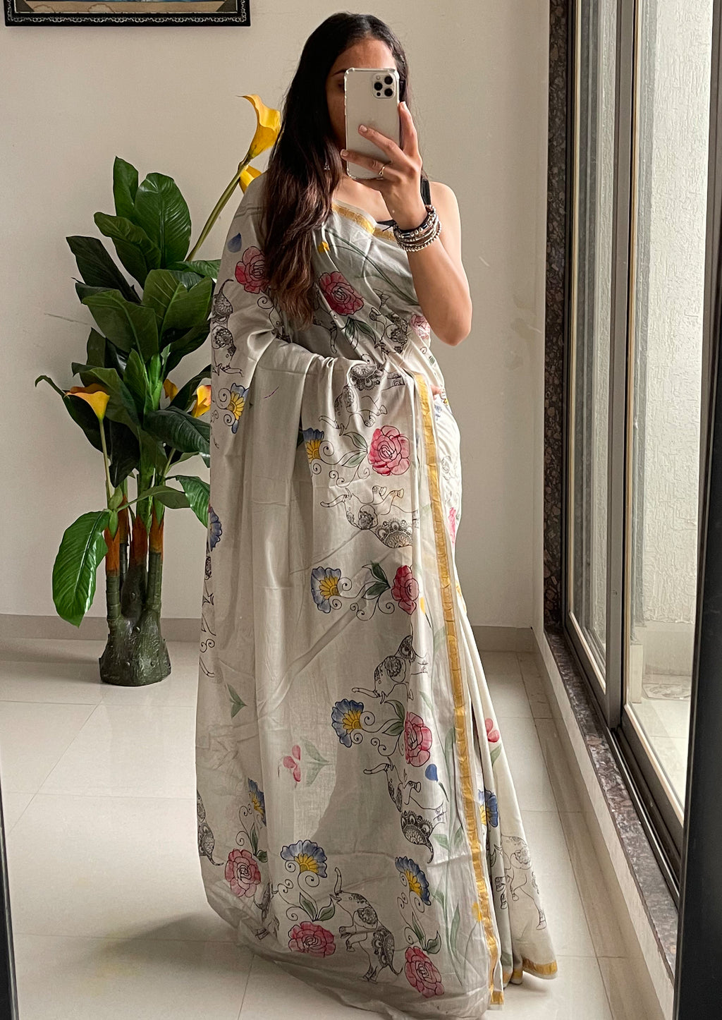 SELFI30 SOFT MASLIN COTTON WITH HEVY ZARI BODAR GREY SAREE