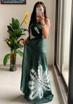 SELFI32 PRIMIUM MASLIN SILK NECHRAL SOFT MATIRYAL JACQUARD BORDER GREEN SAREE