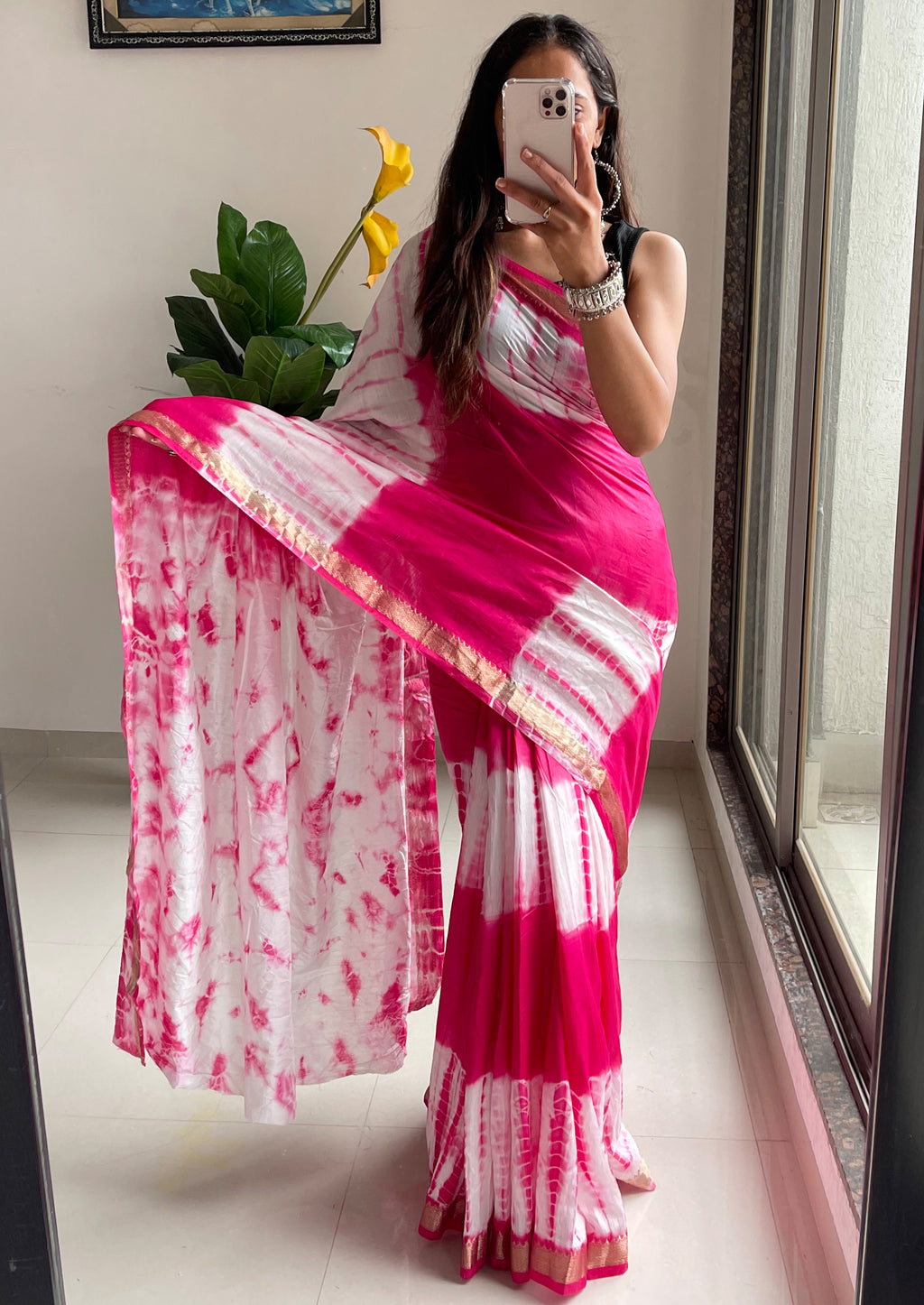 SELFI32 PRIMIUM MASLIN SILK NECHRAL SOFT MATIRYAL JACQUARD BORDER PINK SAREE