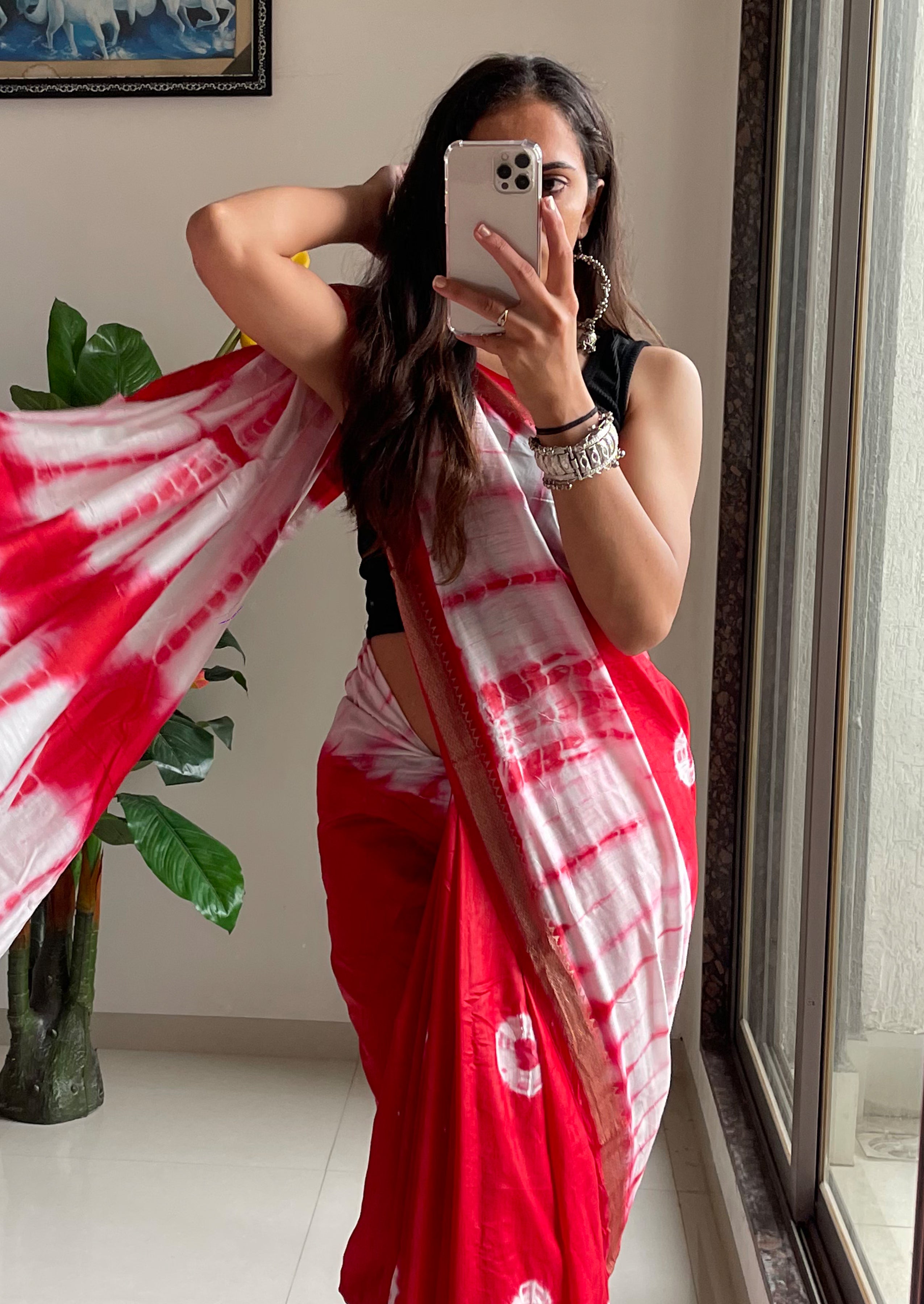 SELFI32 PRIMIUM MASLIN SILK NECHRAL SOFT MATIRYAL JACQUARD BORDER RED SAREE